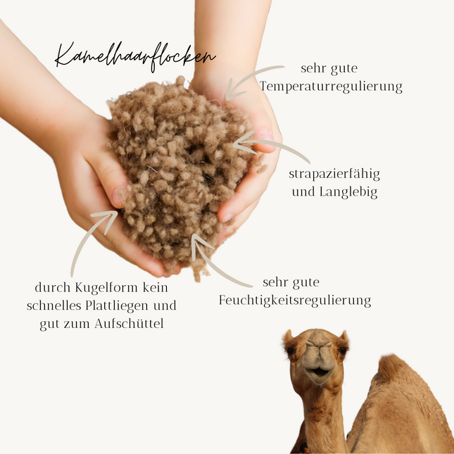 Kamel Bio Kinderkopfkissen "Karla" mit Steppbezug